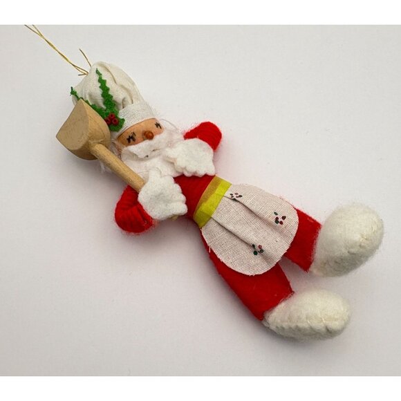Vintage Santa Chef Christmas Tree Ornament Baker Cook Bendable Arms Legs - Picture 5 of 6